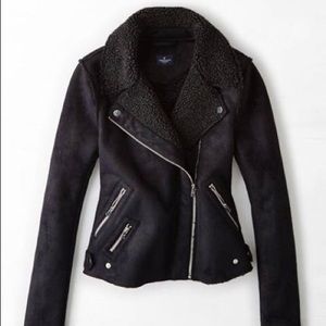 🚫SOLD🚫 AE Faux Shearling Moto Jacket